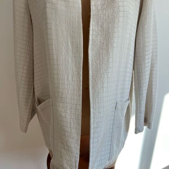 Eileen Fisher Womens Medium Silk Blend Organic Cotton Open Front Cardigan Jacket - Picture 6 of 13